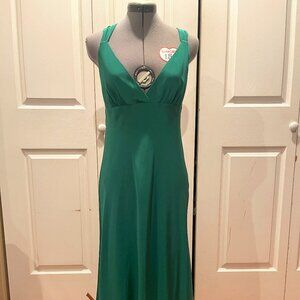 NWT Vintage Jade Green Bias Cut Silk J Crew Dress, fully lined, size 6